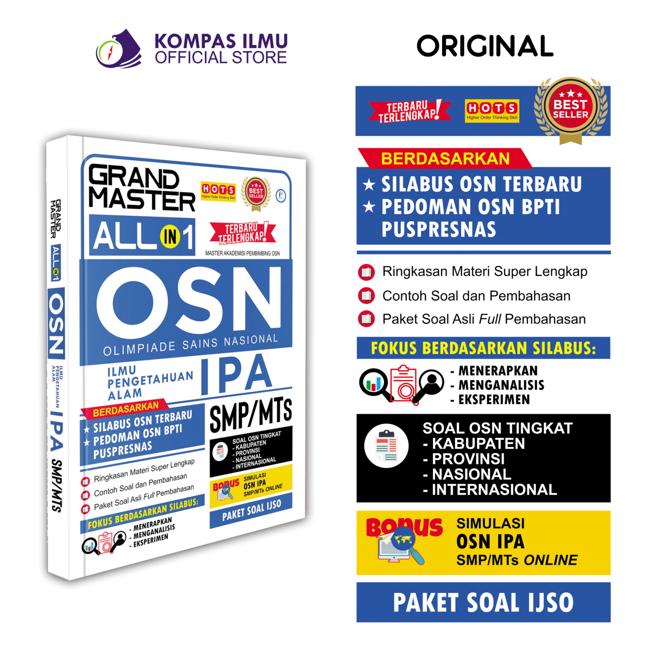 Buku OSN Terbaru Grand Master OSN IPA  SMP MTs - Bank Soal Olimpiade