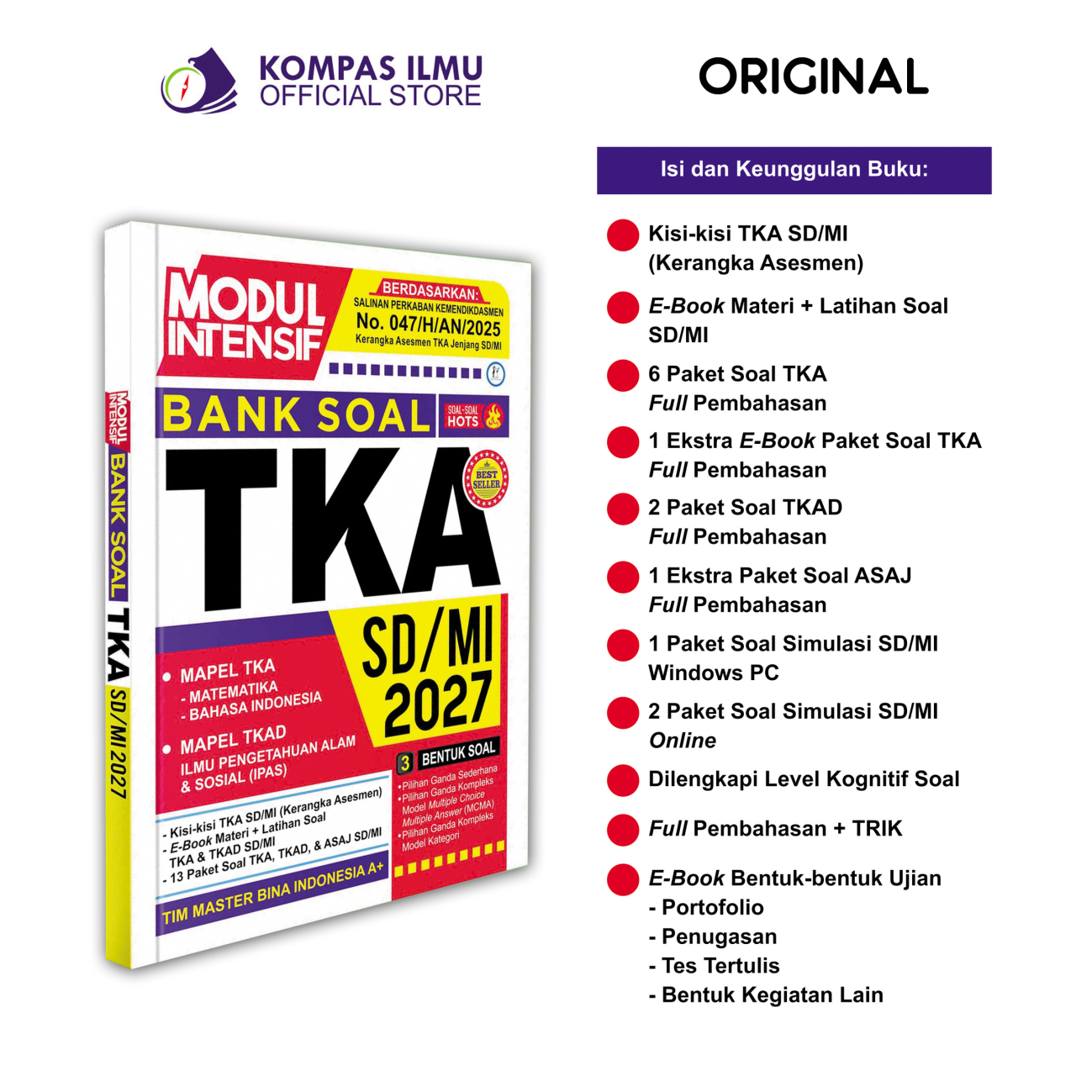 Buku TKA Kelas 6 Modul Intensif Bank Soal TKA SD MI 2027 Pembahasan Tes Kemampuan Akademik ASAJ