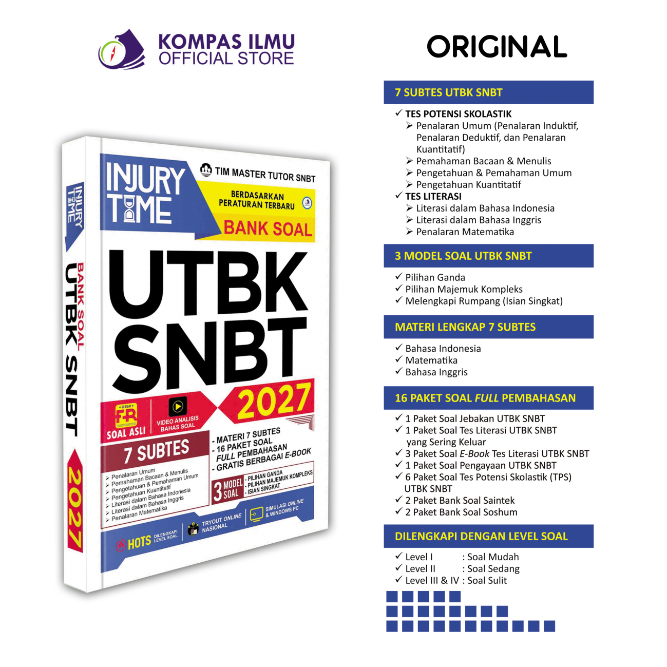 Buku UTBK SNBT 2027 Terbaru Injury Time Bank Soal SNBT 2027 FR Soal Asli 7 Subtes Pembahasan 