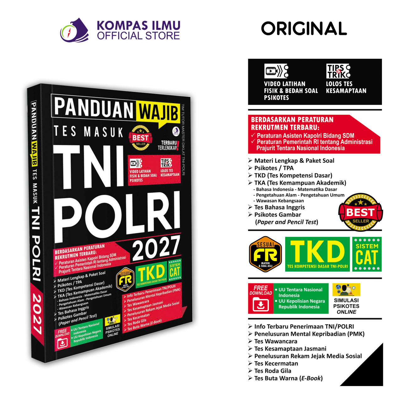 Best Seller Buku Soal Panduan Wajib Tes Masuk Casis TNI POLRI 2027 TKD Terbaru Terlengkap [PWTNI1]