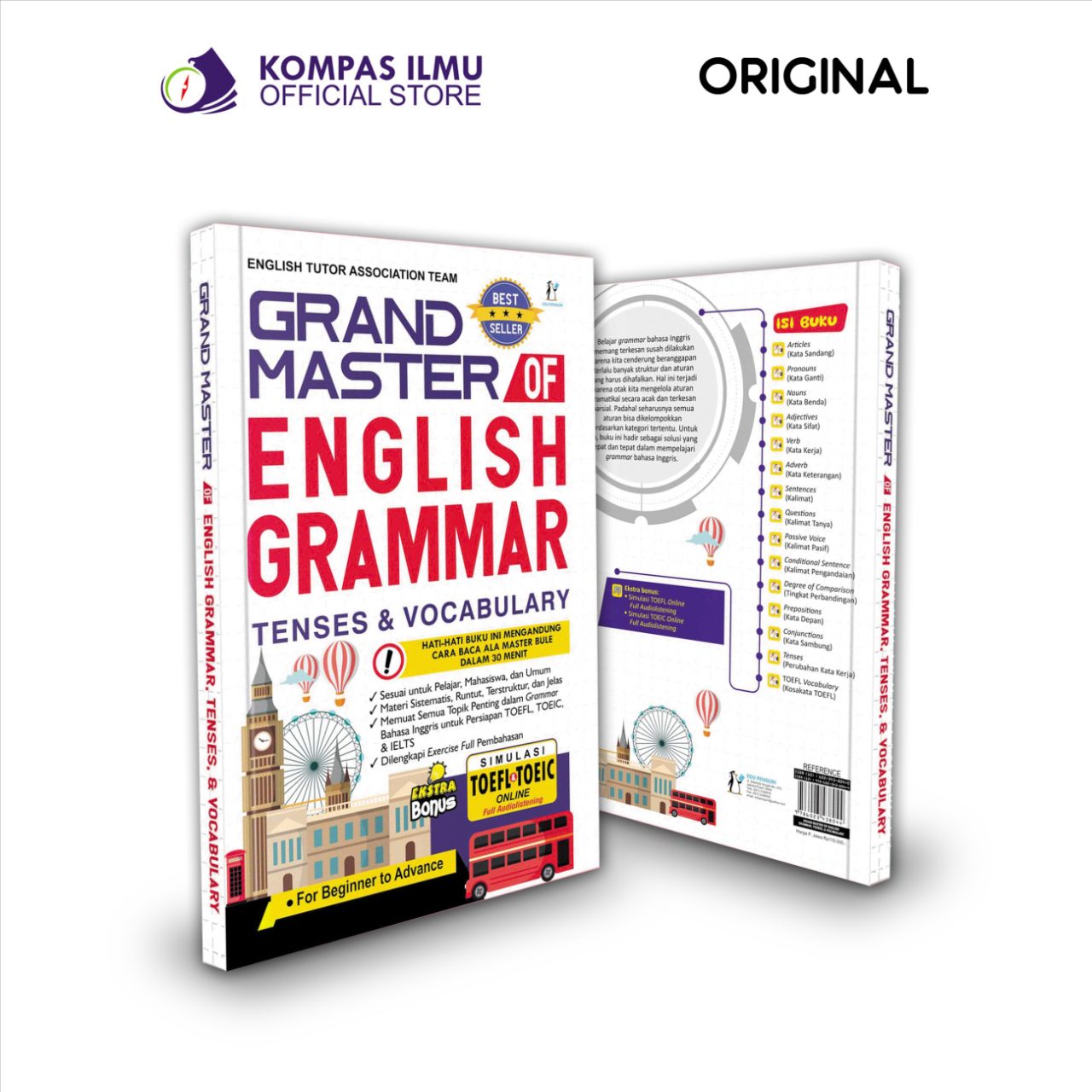 Buku Grammar Grand Master Of English Grammar, Tenses, & Vocabulary tes TOEFL, TOEIC, dan IELTS