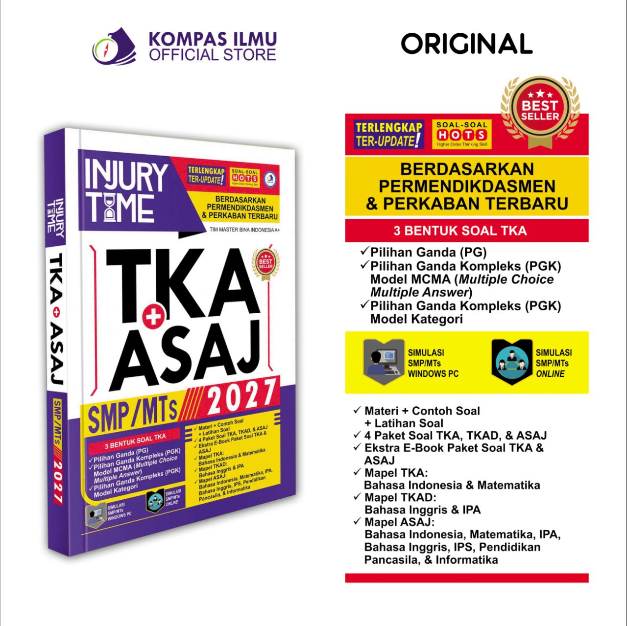 Buku Ujian Sekolah SMP - Buku Injury Time TKA (UN) + ASAJ (US) SMP/MTS 2027