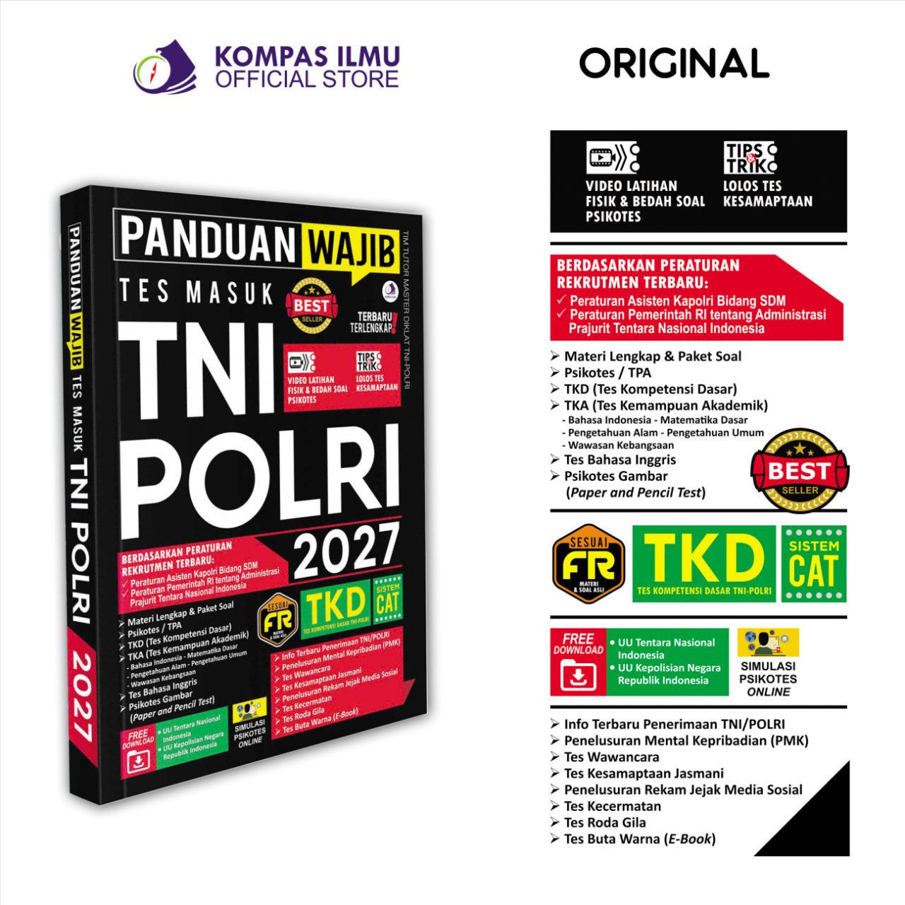 Buku Panduan Wajib Tes Masuk Casis TNI POLRI 2027 TKD Tes Kompetensi Dasar [PWTNI2]